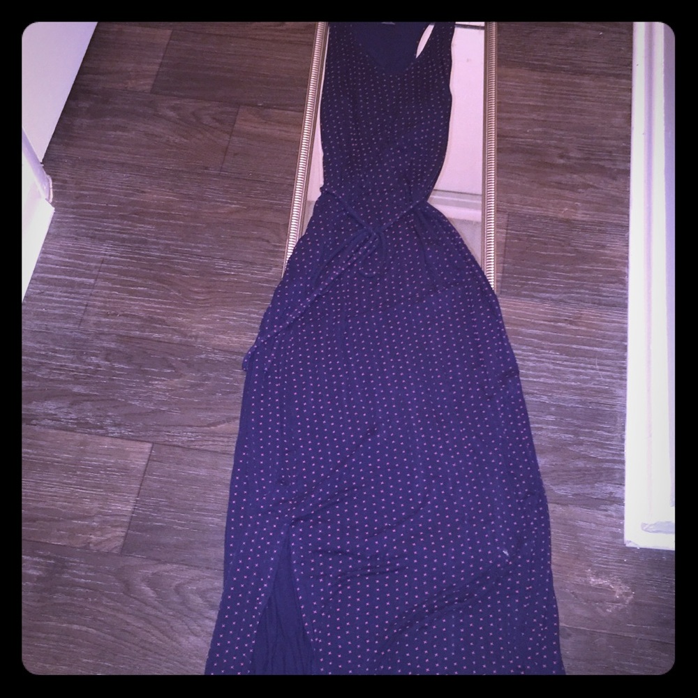 Cotton maxi summer dress with a waits string belt